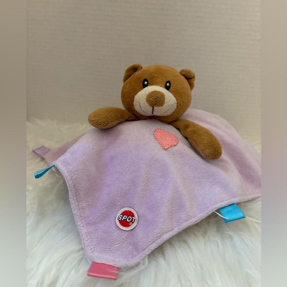 Spot Soothers For Dogs, Purple Brown Teddy Bear Lovey Blanket